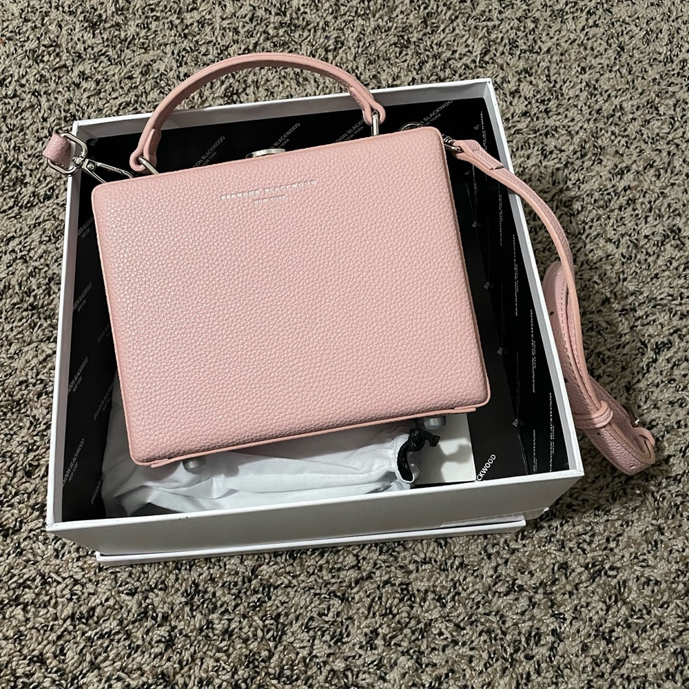 Brandon Blackwood Pink Textured Leather Crossbody Box Bag